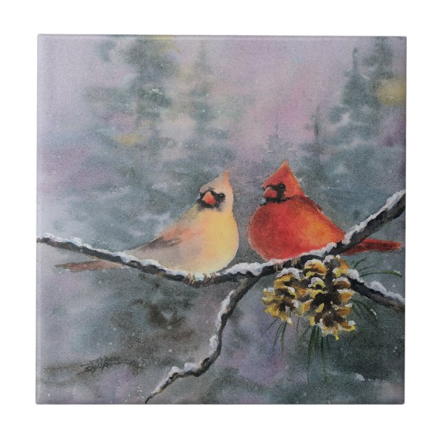 Carreau CARDINAUX et CÔNES de PIN par SHARON SHARPE (Devant)