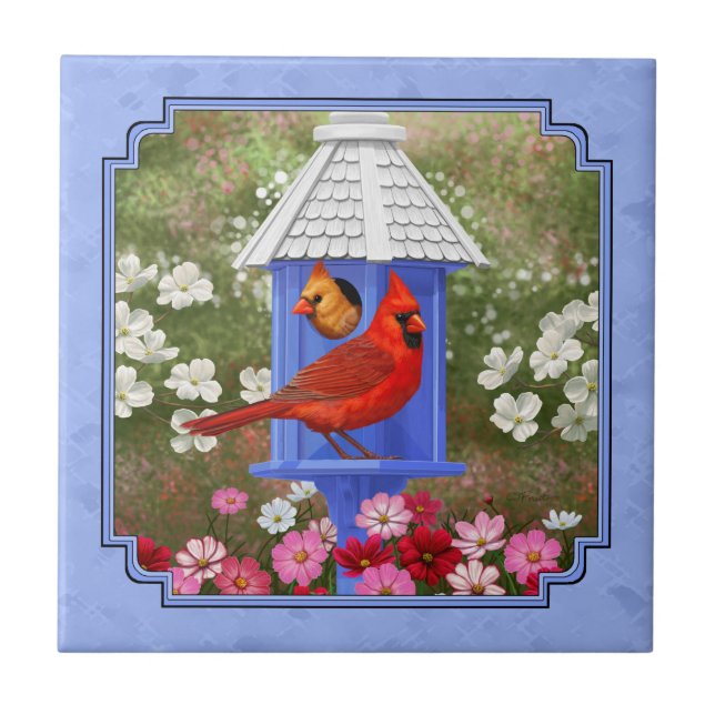 Carreau Cardinaux et Rond Birdhouse Blue (Devant)