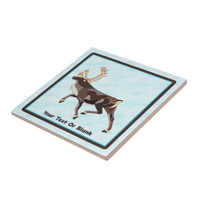 Carreau Caribou/Renne d'art populaire (Côté)