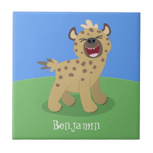 Carreau Caricature amusante hyena riant illustration