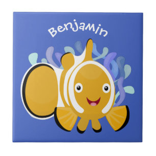 Carreau Caricature d'anénome de poisson clown joli