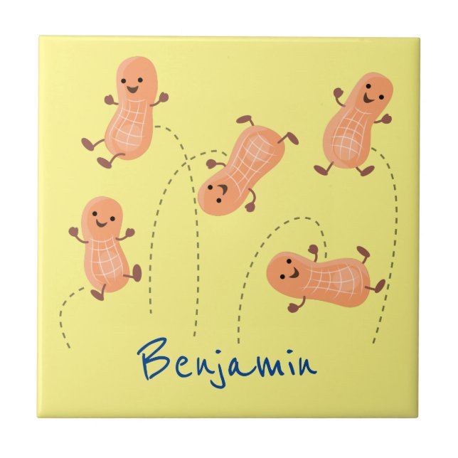 Carreau Caricature de cacahuètes joyeux sautillant (Devant)