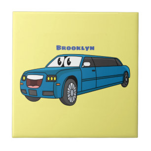 Carreau Caricature de la Limousine bleu mignonne