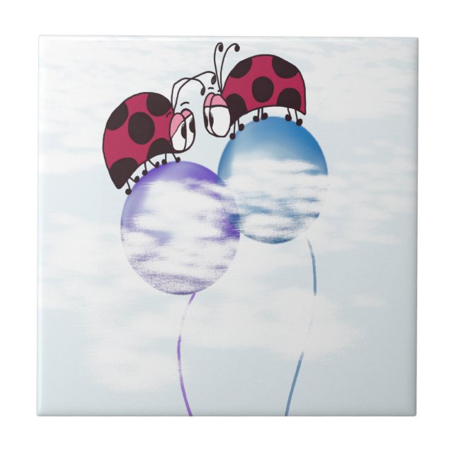 Carreau Caricature De Ladybug Et Ballons Colorés (Devant)