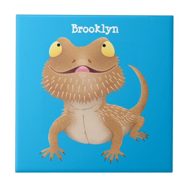 Carreau Caricature de lézard de dragon à barbe (Devant)
