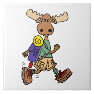 Carreau Caricature de Moose Hiker