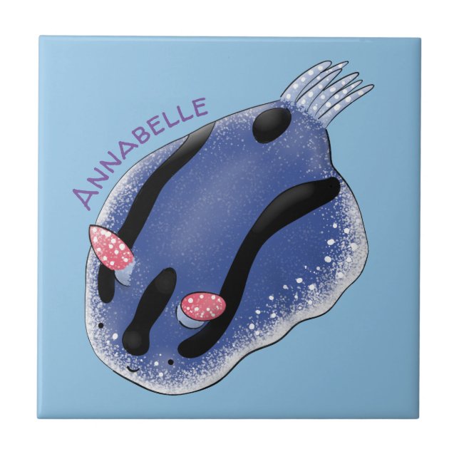 Carreau Caricature de nudibranche bleu mignon (Devant)