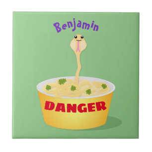 Carreau Caricature de serpent aux nouilles mignonnes illus