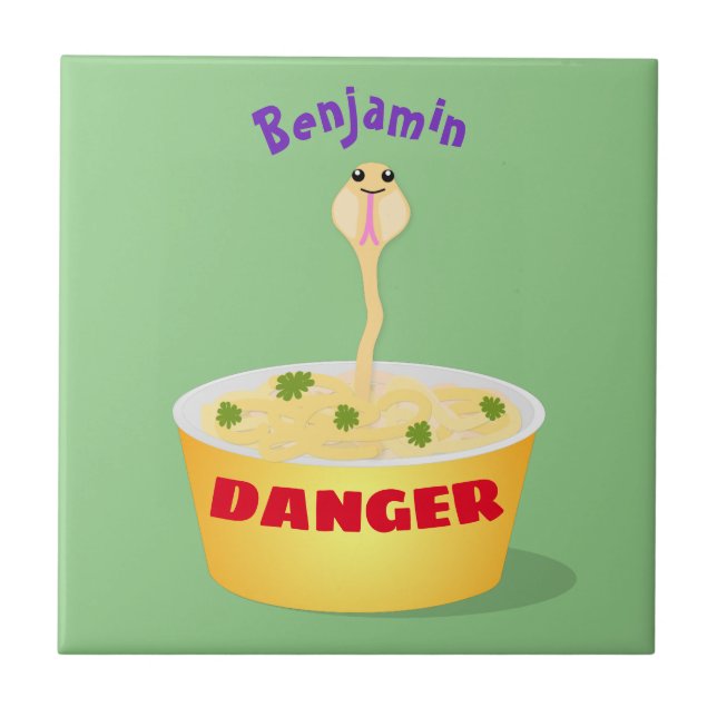 Carreau Caricature de serpent aux nouilles mignonnes illus (Devant)