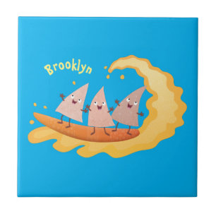 Carreau Caricature de surf pour chips de maïs mignonette n