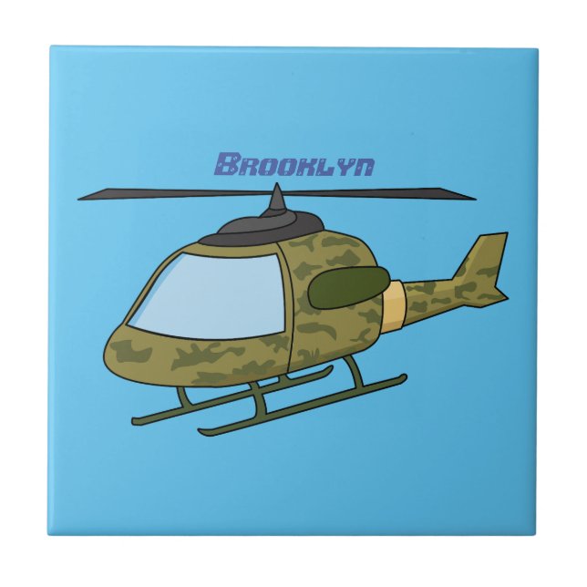 Carreau Caricature d'hélicoptère camoflage de l'armée (Devant)