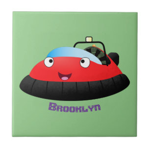 Carreau Caricature d'hovercraft rouge joyeux