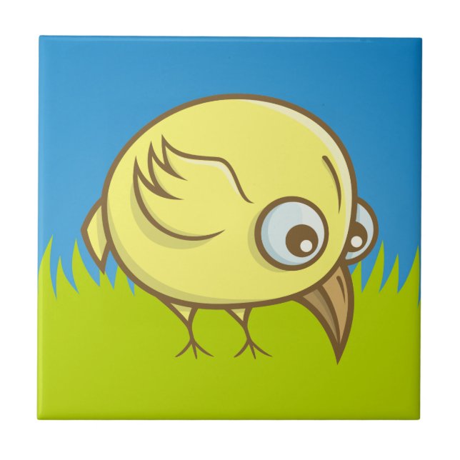 Carreau Caricature d'oiseau jaune (Devant)
