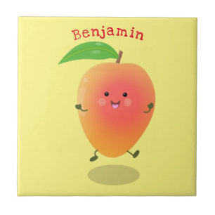 Carreau Caricature jaune mangue mignonne