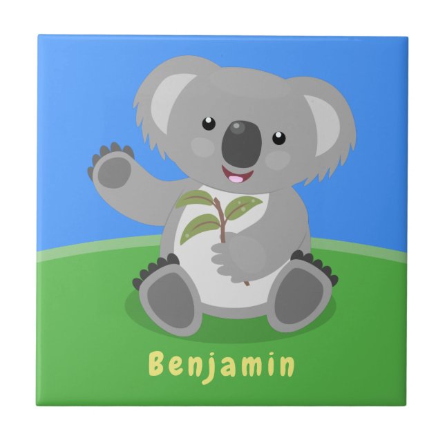 Carreau Caricature joyeux koala agitant (Devant)