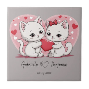 Carreau Caricature mignonne Amoureux de les chats Coeur Sa