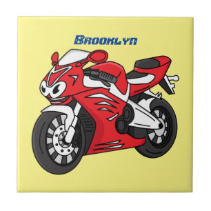 Carreau Caricature moto de sport rouge mou