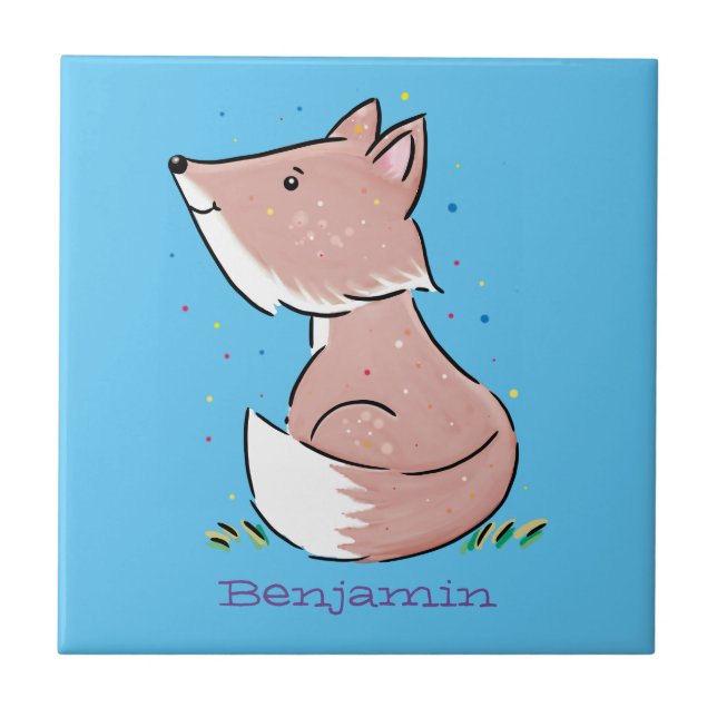 Carreau Caricature pour bébé renard (Devant)