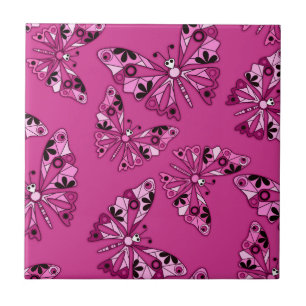 Carreau Caricature sans couture enfants abstrait papillon