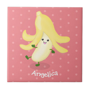 Carreau Caricature sur la banane de Cute kawaii