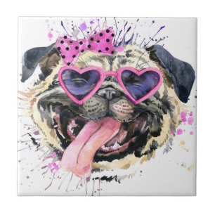 Carreau Carlin rose mignon d'aquarelle