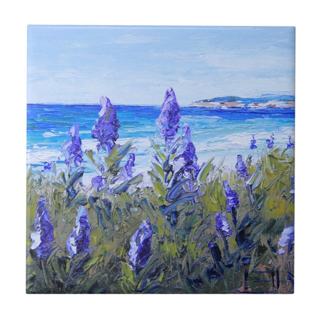 Carreau Carmel la Californie, plage, lupins, art de (Devant)