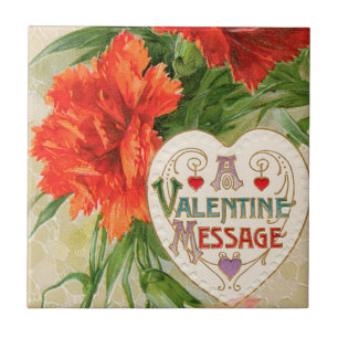 Carreau Carnation Flowers, message Vintage de la Saint-Val
