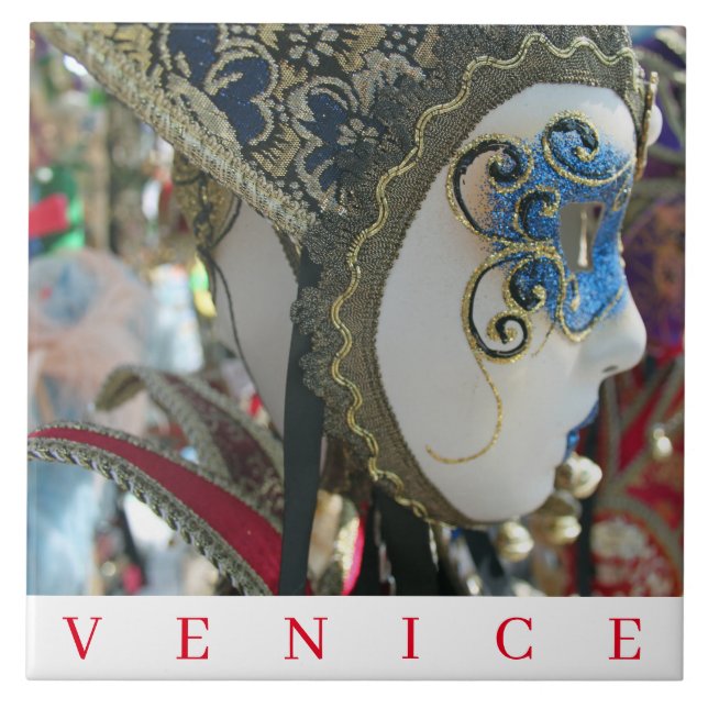 Carreau Carnaval de Venise Masque céramique (Devant)