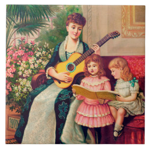 Carreau Carol de Noël Vintage, 1888 lithographie,