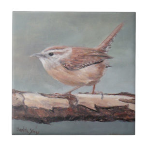 Carreau  Carolina Wren Bird Art Ceramic Tile