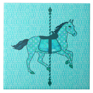 Carreau Carousel Horse - Turquoise et Aqua