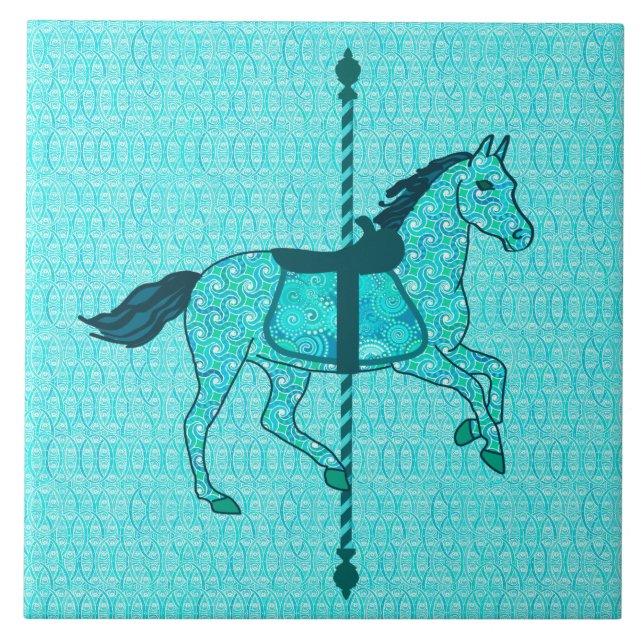 Carreau Carousel Horse - Turquoise et Aqua (Devant)