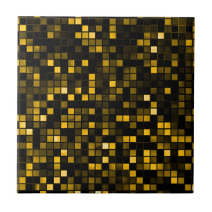 Carreau Carré de motif 'Pluie de météores' noir et or