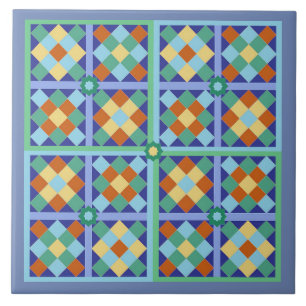 Carreau Carré en tuiles marocaines en bleu turquoise or te