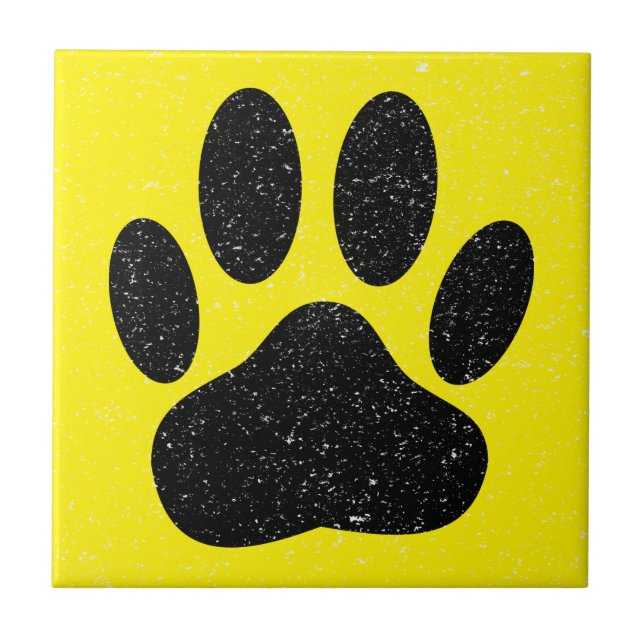 Carreau Carré Jaune Distesse Pawprint Chien (Devant)