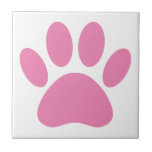 Carreau Carré Pawprint chien rose<br><div class="desc">Pawprint de chien de dessin en rose. Idée décor pour la maison et les affaires liées aux chiens!</div>