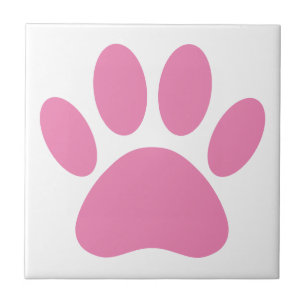 Carreau Carré Pawprint chien rose