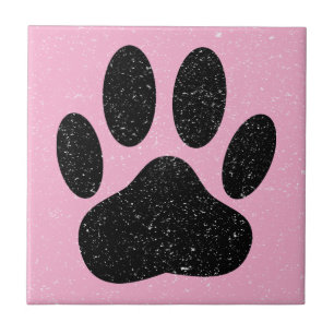 Carreau Carré Pawprint Dog Perdu rose