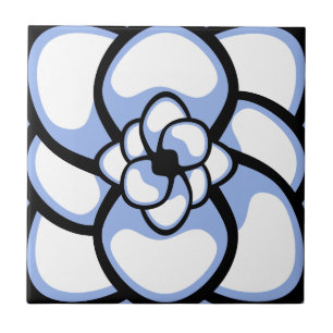 Carreau Carreau, Fleur Abstraite 3, Bleu Blanc
