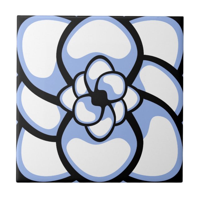 Carreau Carreau, Fleur Abstraite 3, Bleu Blanc (Devant)