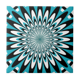 Carreau Carreau, Fleur Abstraite 5, Cyan