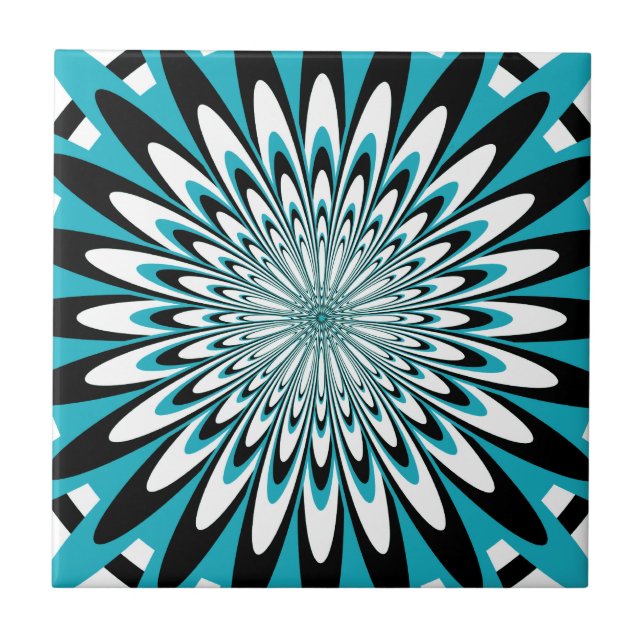 Carreau Carreau, Fleur Abstraite 5, Cyan (Devant)