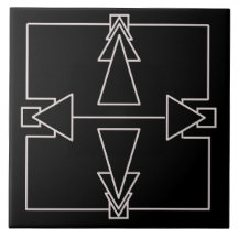 Carrelage à double flèche Art déco Argent et noir