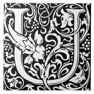 Carreau Carrelage à lettre monogramme alphabet floral U