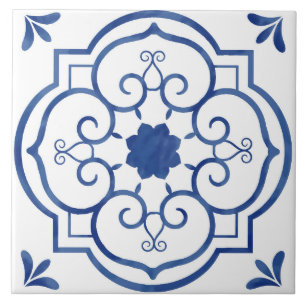 Carreau Carrelage à motifs floraux bleu décoratif