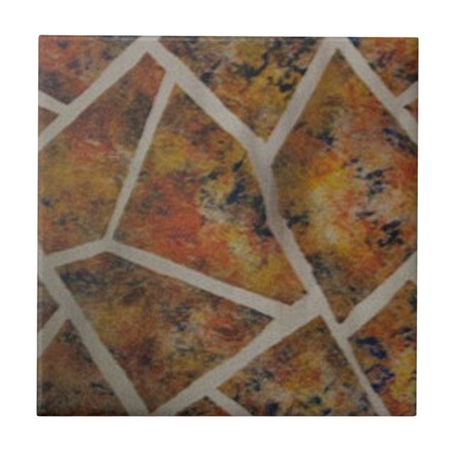 Carreau Carrelage Abstrait orange jaune Tan noir Design, c (Devant)
