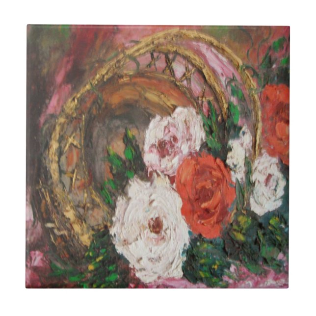 Carreau Carrelage Ann Hayes Peinture Panier à fleurs vers  (Devant)