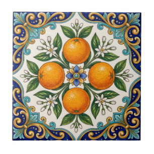 Carreau Carrelage Aqua Italian Majolica Orange Citron Desi