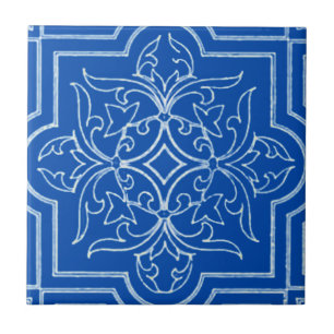Carreau Carrelage Art nouveau bleu cobalt