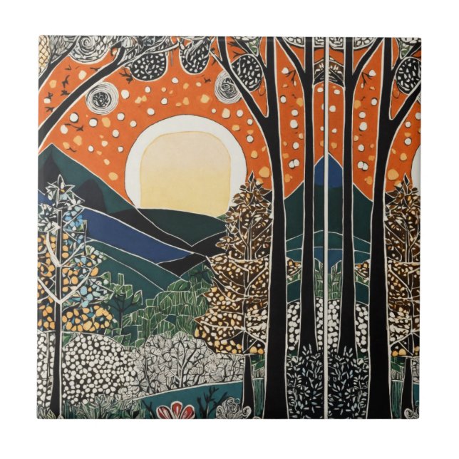 Carreau Carrelage Art Nouveau Forêt" (Devant)